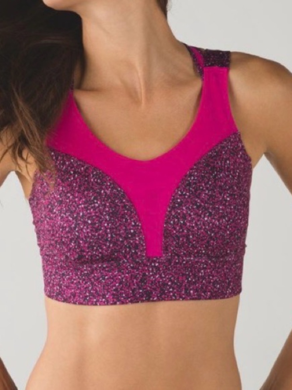 LULULEMON OXYGEN BRA PINK NAVY PATTERN SPORTS BRA TANK TOP WOMENS SZ 4